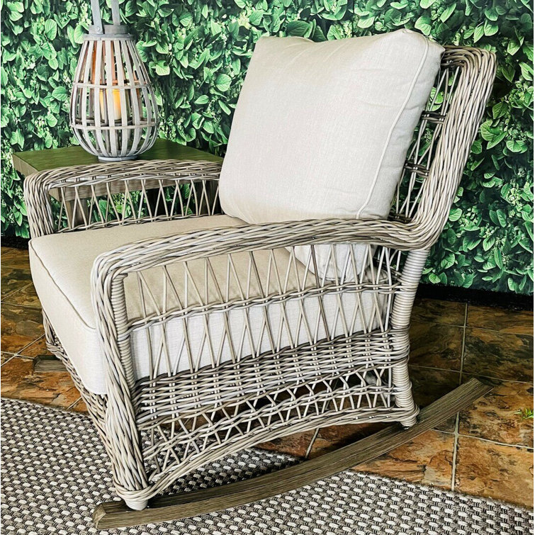 Erwin & Sons Outdoor Wild Dunes Rocking Wicker/Rattan Chair with Cushions | Wayfair